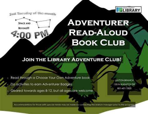 Adventurers Read Aloud Book Club, Layton Branch Library 155 N Wasatch ...