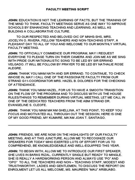 Image result for Sample Meeting Conversation Script