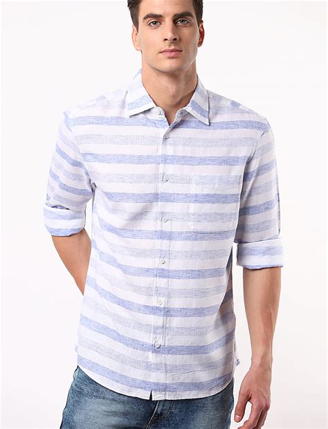 Buy Linen Lyocell Horizontal Stripes Shirt at Marks & Spencer