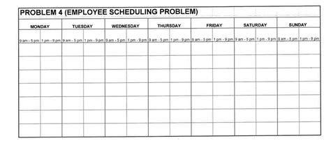Image result for Linear Programming Scheduling Problem Example