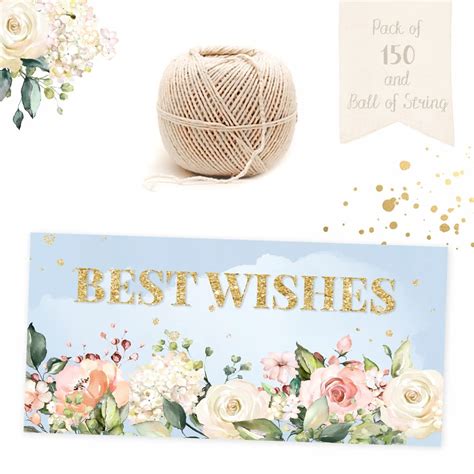 Best Wishes Gift Tags in Rose Confetti Floral Design. Pack of 150 with ...