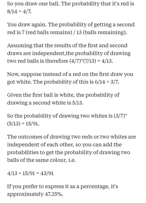 . A bag contains 8 white and 6 red balls. Findthe probability of ...