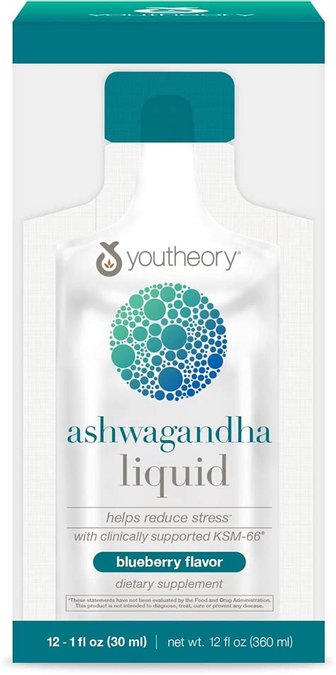 Buy Youtheory Ashwagandha Liquid Blueberry Flavor, 12 Single Serving ...