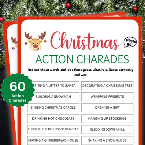 Christmas Games, Charades, Printable Christmas Party Games, Christmas ...