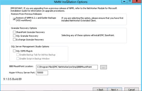 NetWorker: NMM 9.1.0.x installation Error 0x80070643: Failed to execute ...