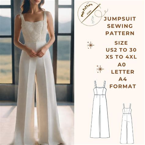 Palazzo Full Jumpsuit Sewing Pattern, PDF Sewing Pattern Instant Download, Easy Digital Pdf, US ...