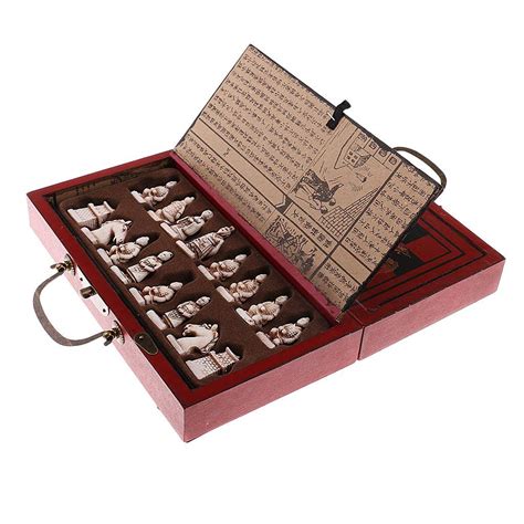 Buy Tenlacum Vintage Chinese Terracotta Warriors 32 Chess Set Wood ...