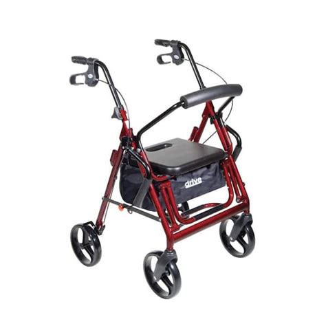 Drive Medical 2-in-1 Transport Wheelchair Rollator, Burgundy India | Ubuy