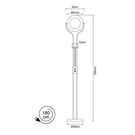 Lampadaire Garona LED 20W+5W Laiton Antique - CristalRecord