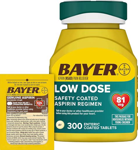 Amazon.com: Bayer Aspirina 81 mg comprimidos con recubrimiento entérico ...