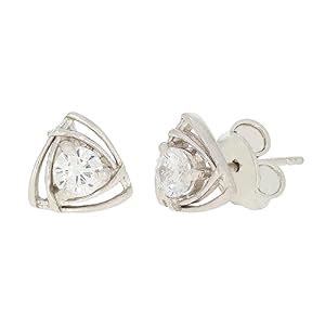 Buy 925 Sterling Silver White American Diamond Triangle Stud Silver ...