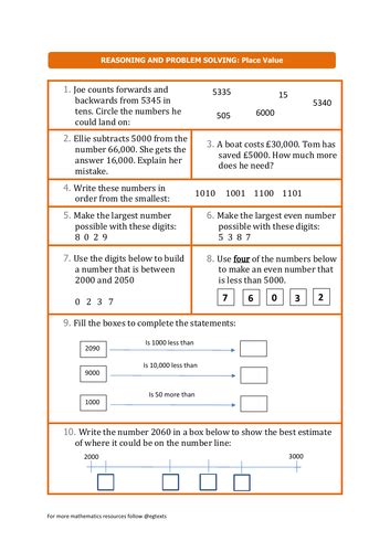 Number and Place Value Addition Word Problems 的图像结果