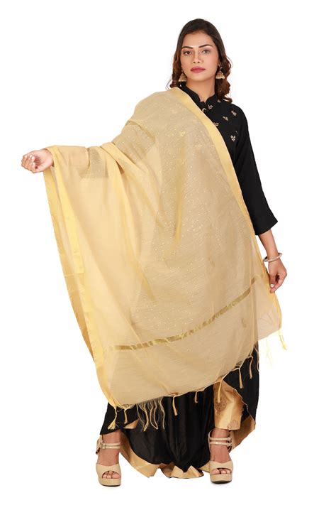 Beige Colour Dupatta With Printed Gold Foil Work – Inhika.com