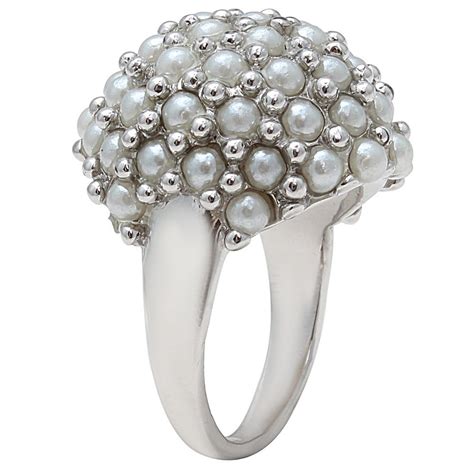 Sparkling Drop Exclusive Designer Rhodium Finish Alloy Synthetic Pearl ...