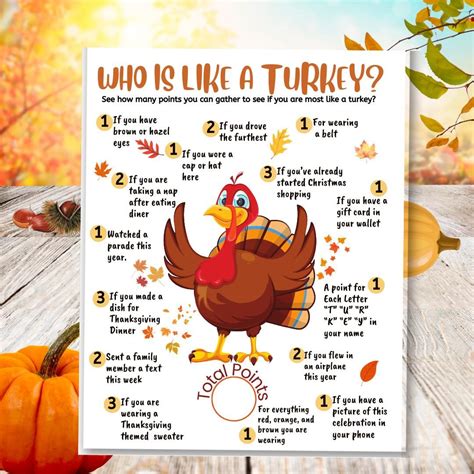 Printable thanksgiving game family thanksgiving game dinner table game ...