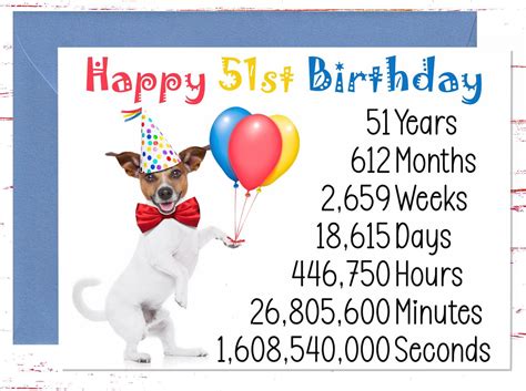 Cute 51st Birthday Card, Time Count Birthday Card for 51st Birthday ...