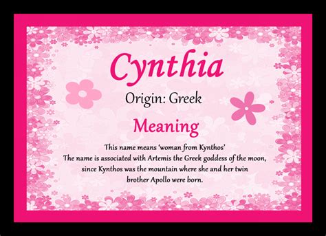 Cynthia Personalised Name Meaning Certificate - The Card Zoo