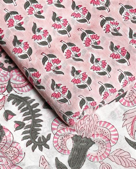 Shop Hand Block Printed Cotton Suit Top And Bottom Set