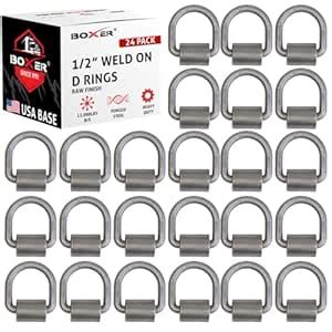 Boxer 24 Pack ½” Weld-On Heavy Duty Forged D Rings 12,000 Pounds, Raw ...