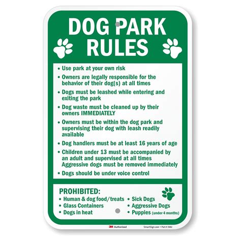 SmartSign 18 x 12 inch “Dog Park Rules - Use At Your Own Risk, Owners ...