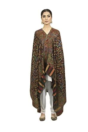 Buy Shal-é-Pashm Womens' Black Fineness Kaani Paisley Weave Kashmiri ...