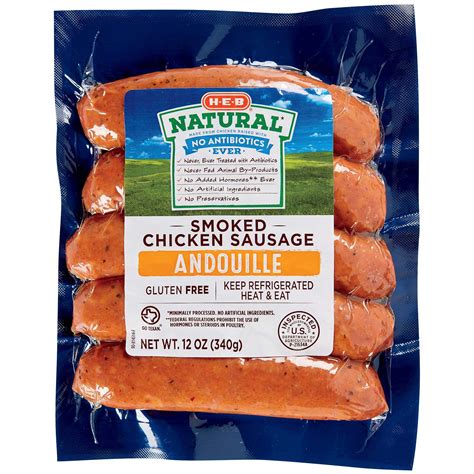 H-E-B Natural Smoked Chicken Sausage Links - Andouille - Shop Sausage ...