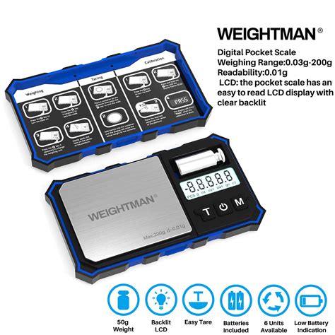 Gram Scale, Weightman Digital Pocket Scale 200 x 0.01g, Scales Digital ...