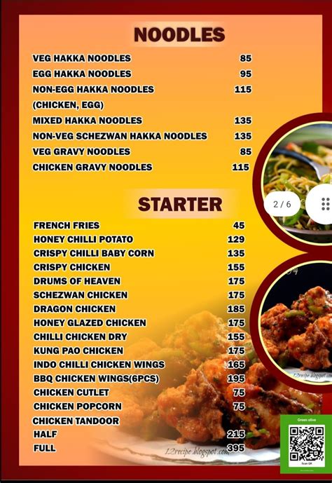Menu at Green Olive, Chandannagar