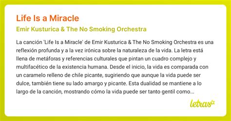 Significado de la canción LIFE IS A MIRACLE (Emir Kusturica & The No ...
