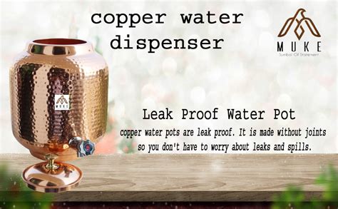 Buy MUKE Copper Water Dispenser Container Pot Tank Matka with Brass ...