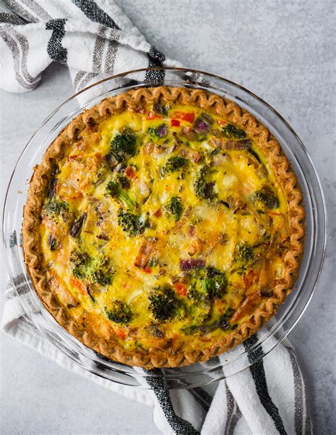 Broccoli Bacon Breakfast Quiche {Almond Flour Crust} | Shuangy's Kitchen