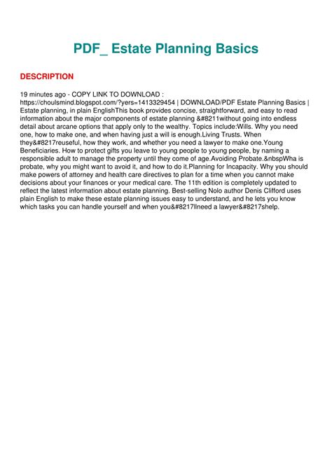 PPT - √PDF_ Estate Planning Basics PowerPoint Presentation, free download - ID:12669903