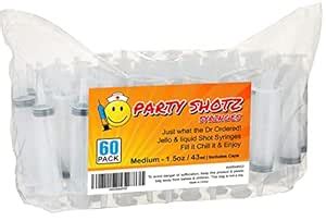 60 Pack Party Shotz Jello Shot Syringes (Large 2oz with CAPS) : Amazon ...