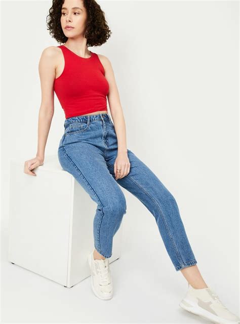 Buy Women Mom Fit Solid Jeans Online at just Rs. 1299.0 - 1000013833587 ...