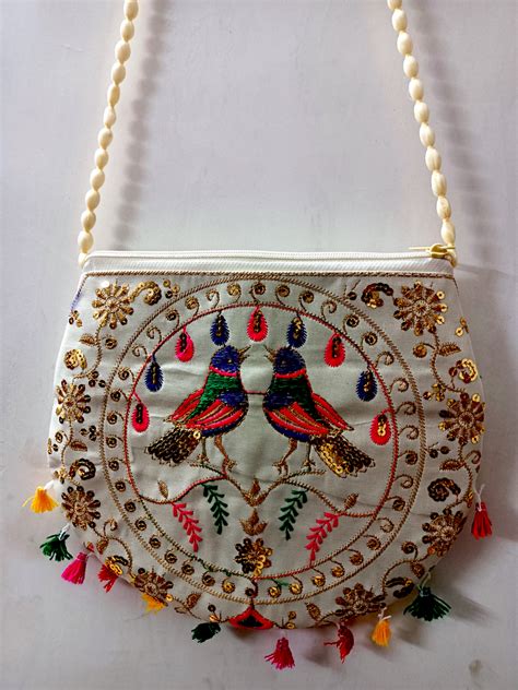 3898 11inch Hand Crafted Embroidered Shoulder Bag, Traditional Bag, Gi ...