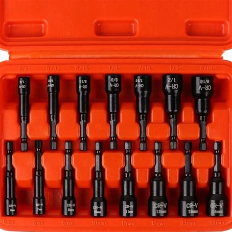 1/4" Hex Shank | Magnetic Nut Driver Set | 15-Piece | Impact Nut Driver ...