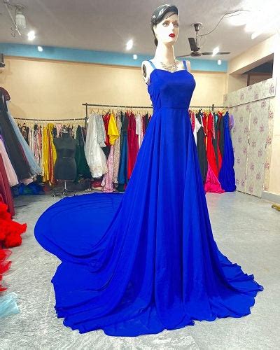 G324, Royal Blue Tube Top Slit Cut Prewedding Long Trail Gown, Size (A ...