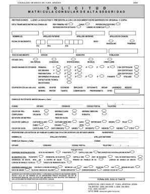 Fillable Online consulmex sre gob SOLICITUD - Consulado De Mxico Fax ...
