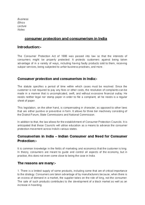 Consumer Protection & Consumerism in India: Business Ethics Lecture ...