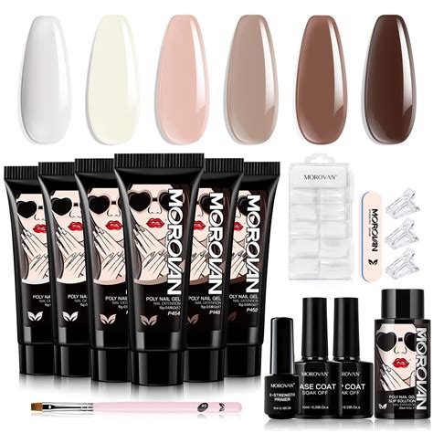 Amazon.com : Morovan Poly Gel Nail Kit - 6 Colors Gel Nail Kits All-in ...