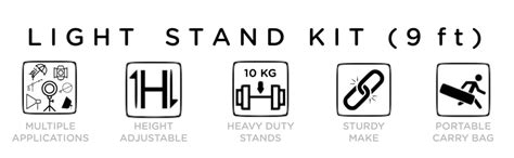 Prolite Light Stand Kit - 9 feet (Pair of 2 Light Stands with Carry Bag ...