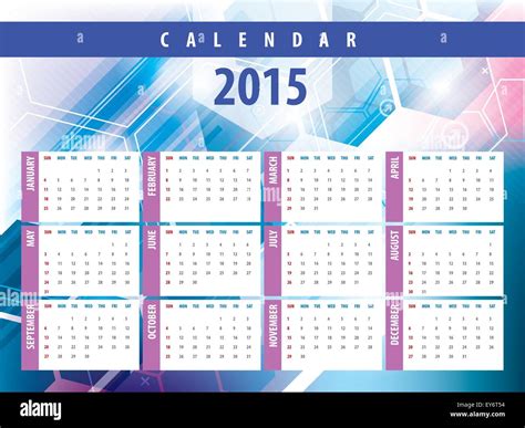 Calendar 2015 with futuristic technology designs Stock Vector Image ...