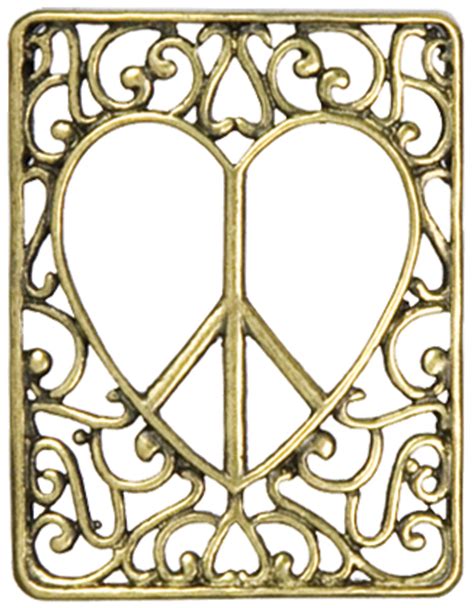 Cousin Symbolize Metal Accent, 1/Pkg, Heart Peace Sign, Antique Gold ...