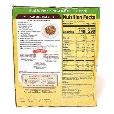 Buy Madras Lentil Tasty Bite Organic Indian Madras Lentils, 10 Oz, Pack ...