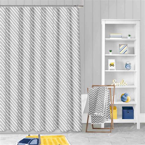 Tiny Dreamers Grey & White Diamond Patterned Shower Curtain, 72"