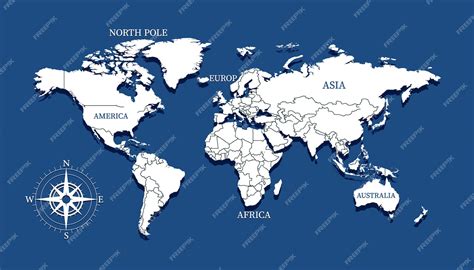 Mapa detallado del mundo con fronteras de estados, norte y américa ...