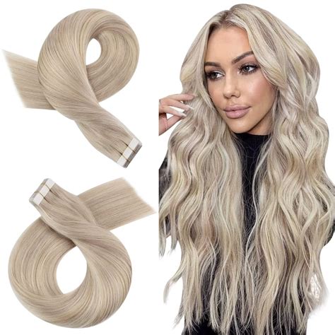 Amazon.com : Moresoo Blonde Tape in Hair Extensions Human Hair Tape in ...