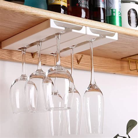 Amazon.com: 2 Pack Wine Glass Rack, Wine Glasses Hanging Shelf, Under ...
