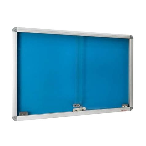 ALKOSIGN Sliding Glass Cover Bulletin Board/Notice Board -Blue (3 x 4 ...