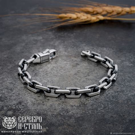Браслет цепочка якорный. Серебро 925 с чернением. Мужской Арт.BR.1-457 ...